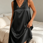 Women's Satin Silk Nightgown for Summer Comfortable Home Wear