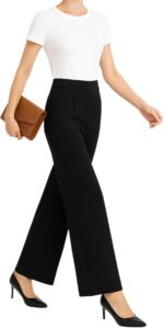 Women High Elastic Waisted Wide Leg Pants Business Work Trousers Long Straight Suit Pants - Image 2