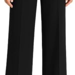 Women High Elastic Waisted Wide Leg Pants Business Work Trousers Long Straight Suit Pants
