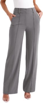 High Waisted Work Pants for Women Wide Leg Dressy Pants Business Casual Trousers  Summer Slacks with Pockets