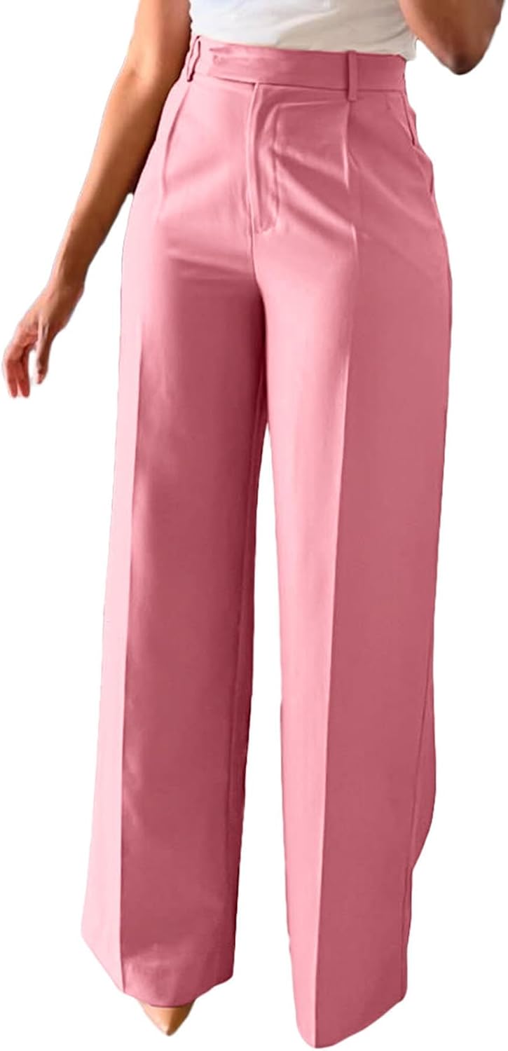 51ZFy9eJHtL._AC_SL1500_.jpg Women Wide Leg Dress Pants High Waisted Straight Leg Slacks Business Office Work Pants Trousers - Image 1