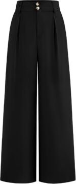 Women Wide Leg Dress Pants  High Waisted Button Pleated Business Casual Trousers Office Work Palazzo Pants