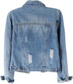 Women Denim Jackets Distressed Ripped Long Sleeve Jean Jacket Coats - Image 2