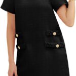 Round Neck Tweed A-line Straight Mini Skirt