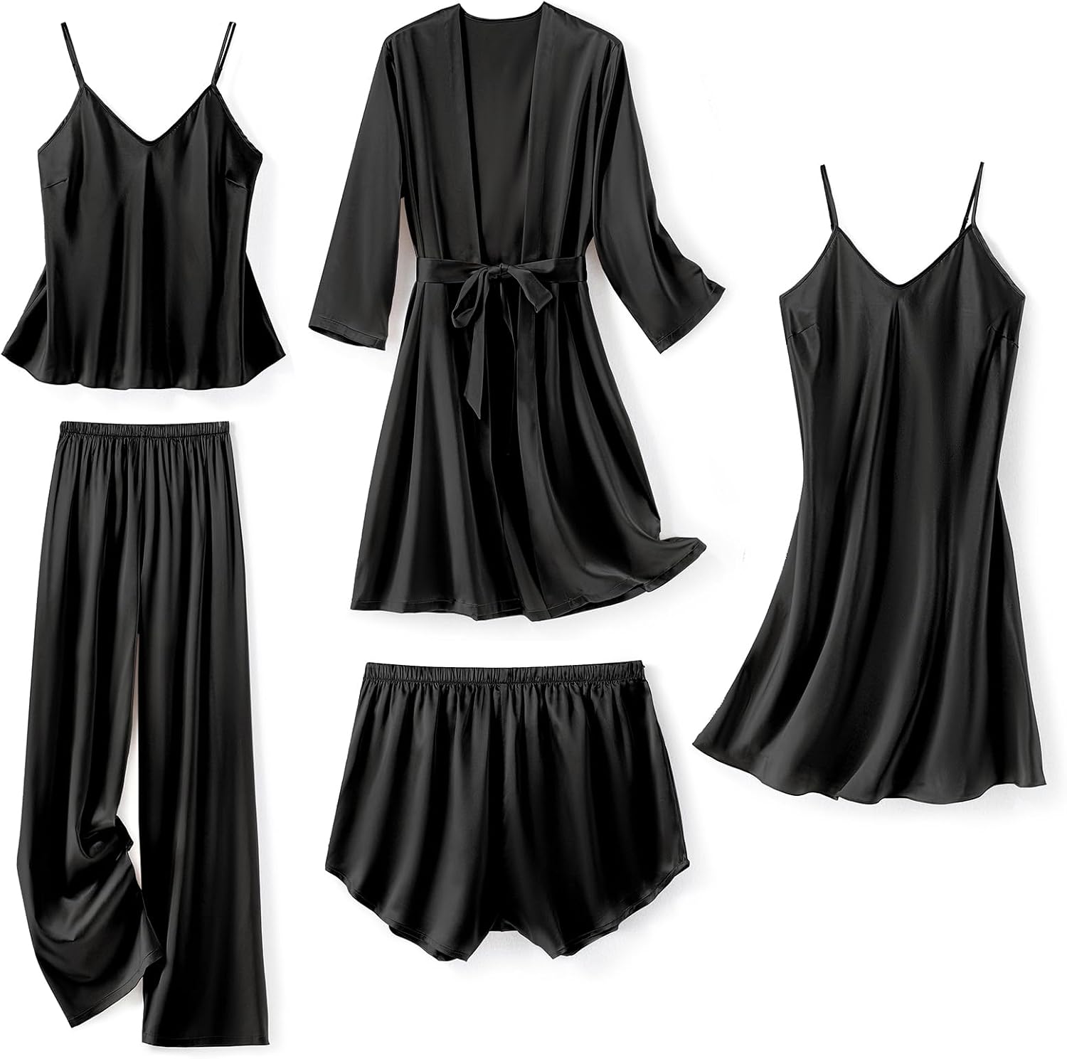 71NBOfJHbZL._AC_SL1500_.jpg Satin Robe Camisole and Shorts Set - Image 1