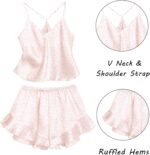 Women's Satin Pajama Set, Silk Lingerie, Ruffled Print Pajamas - Image 2