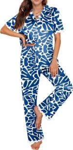 Button-Up Two-Piece Pajama Set, Shorts, Long-Sleeved, Long Pants
