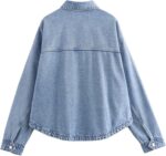 Jean Jackets for Women Trendy Button Up Denim Shirt Jacket d Long Sleeve Coat Fashion Clothes with Pockets - Image 2